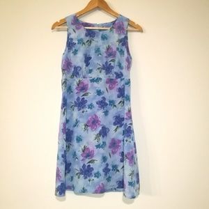 Vintage 90s Pastel Lilac Watercolor Floral Dress